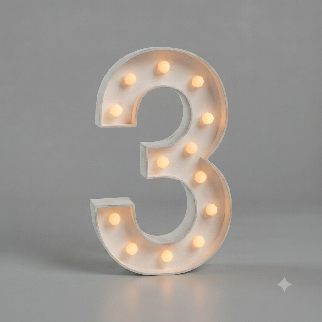 Números encajonados con luces calidas y frias 1,2,3,4,5,6,7,8,9,0