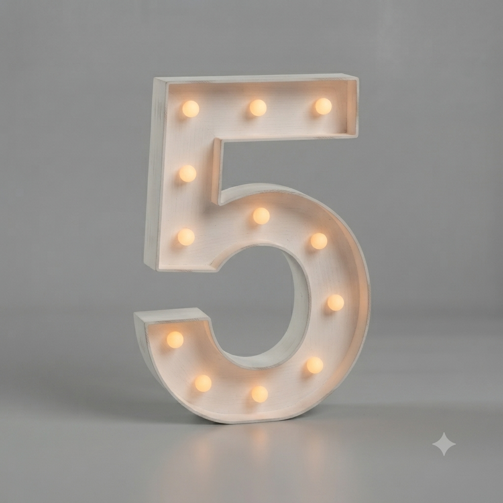 Números encajonados con luces calidas y frias 1,2,3,4,5,6,7,8,9,0