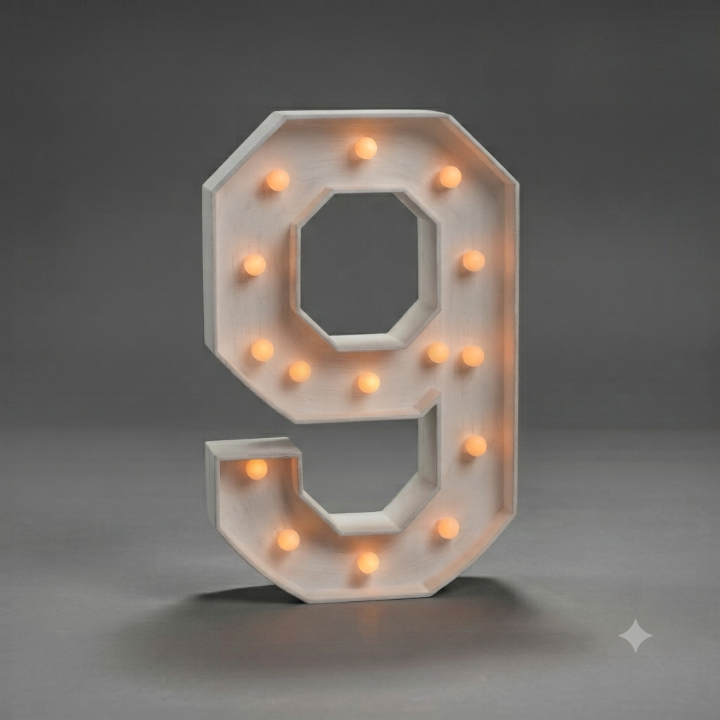 Números encajonados con luces calidas y frias 1,2,3,4,5,6,7,8,9,0
