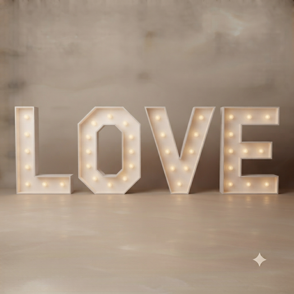 Letras palabra completa o unidad LOVE -encajonadas con luces