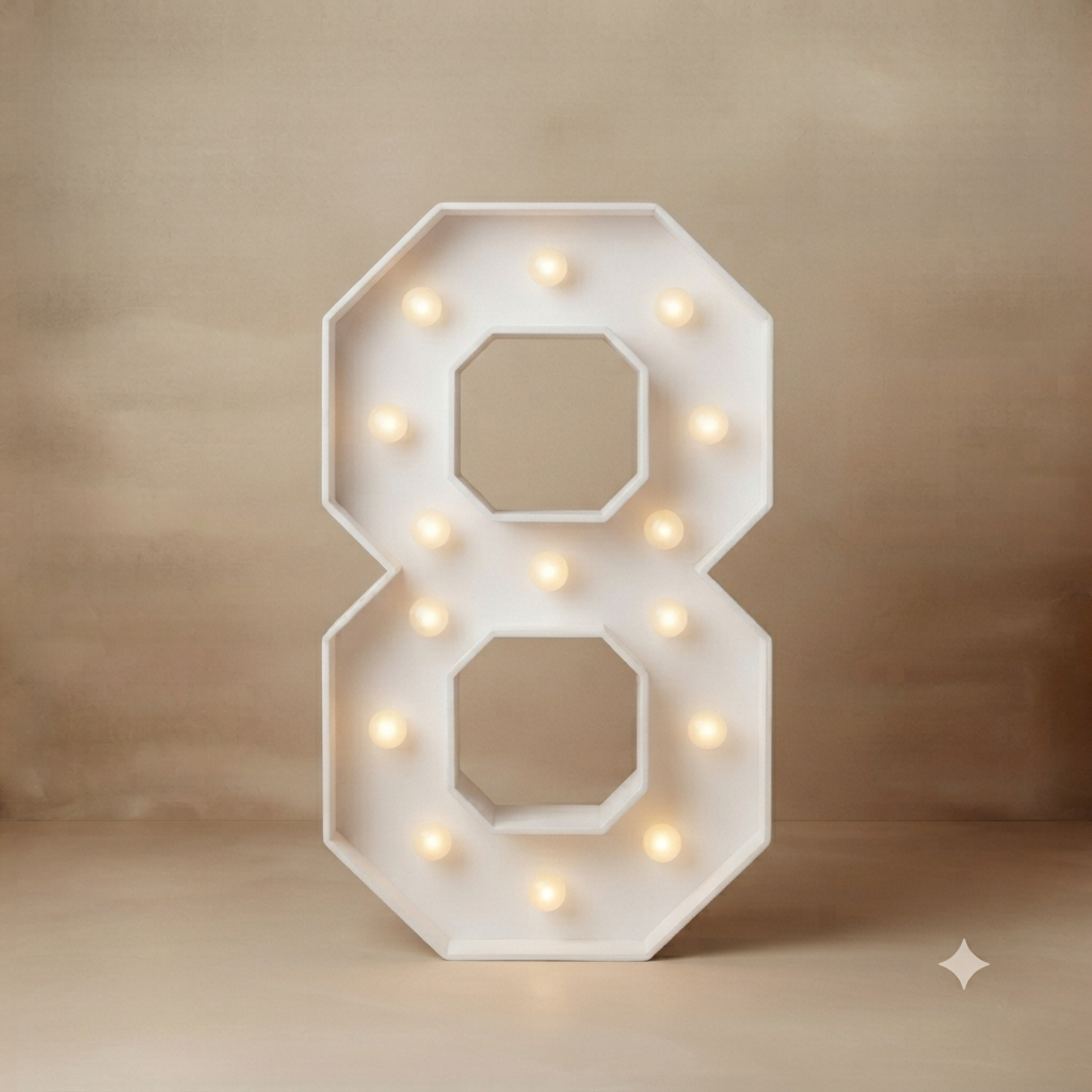 Números encajonados con luces calidas y frias 1,2,3,4,5,6,7,8,9,0